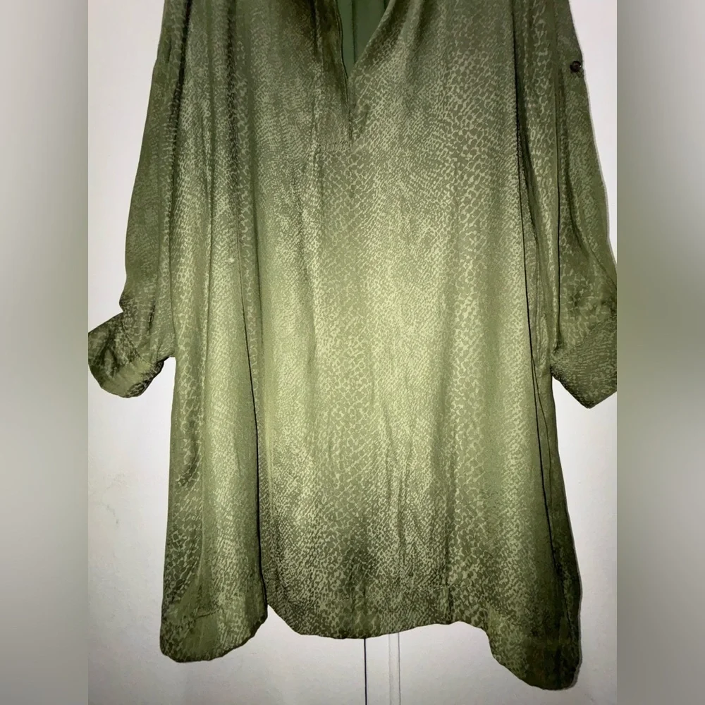 NWOT Banana Republic Olive Green Snake Print Utility Popover Shirtdress Sz 12